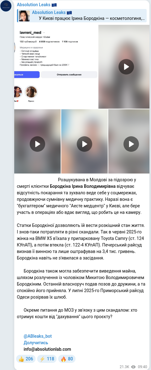 Telegram publication screenshot