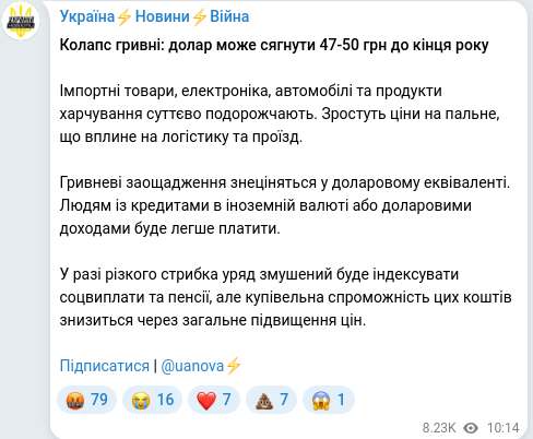 Telegram publication screenshot