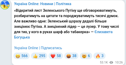Telegram publication screenshot