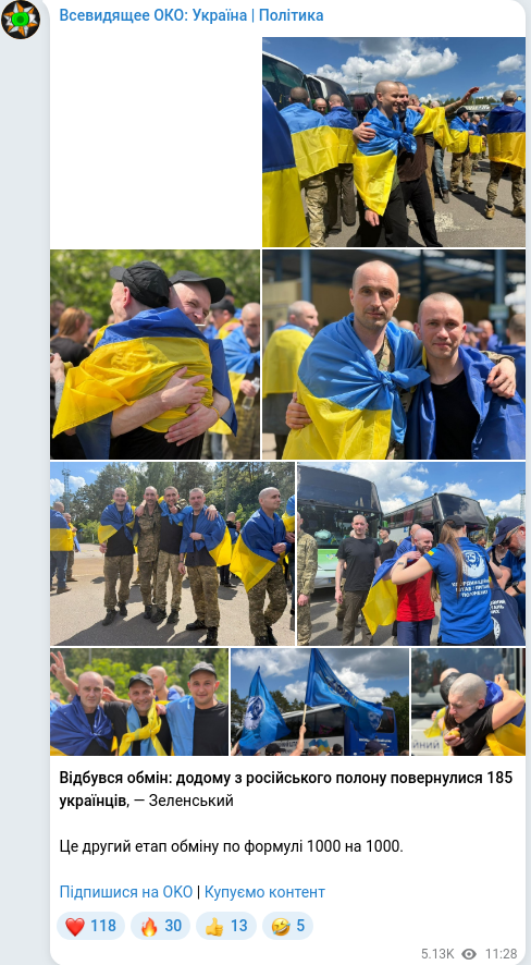 Скріншот Telegram-публікації