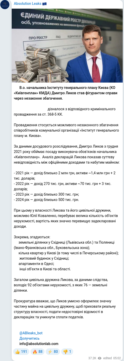 Telegram publication screenshot
