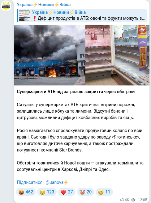 Telegram publication screenshot