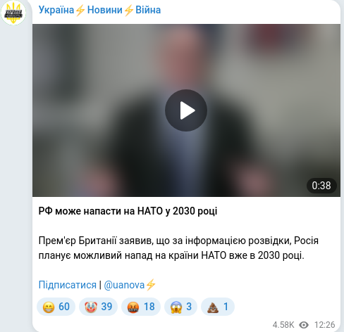 Telegram publication screenshot