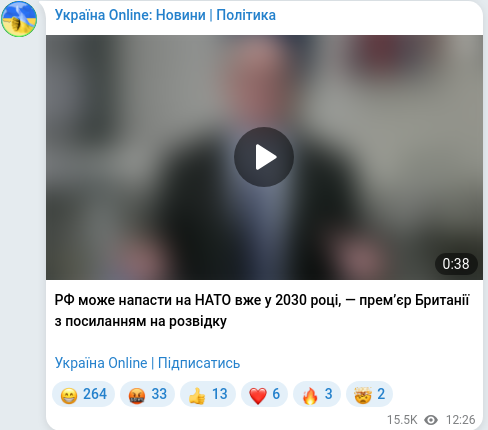 Telegram publication screenshot