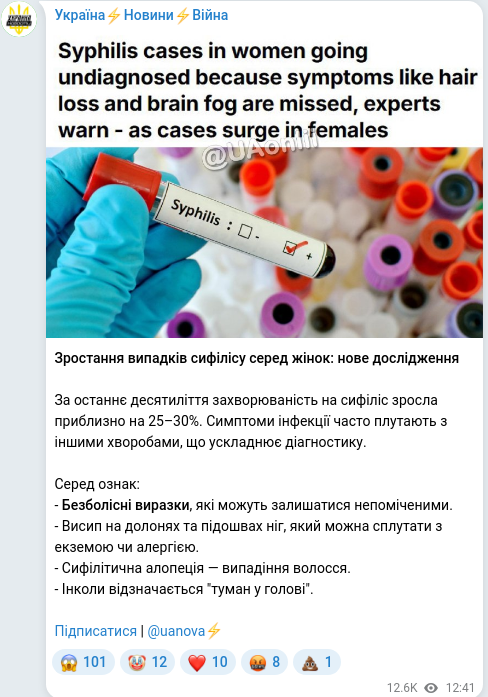 Telegram publication screenshot