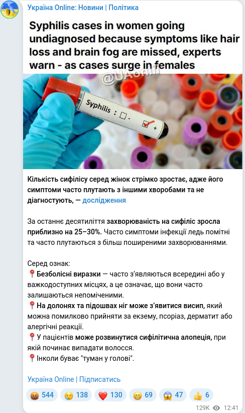 Telegram publication screenshot