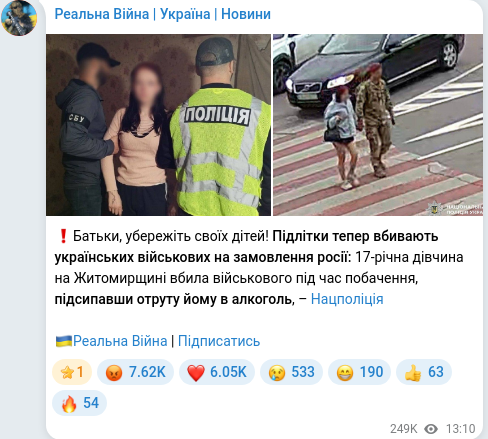 Telegram publication screenshot