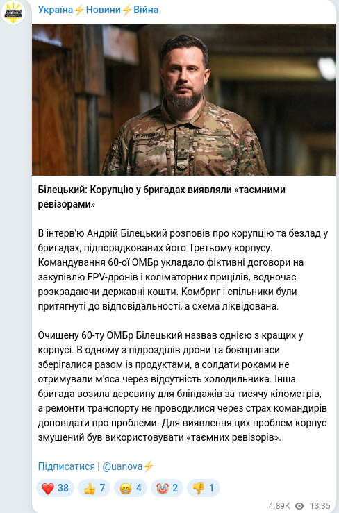 Telegram publication screenshot
