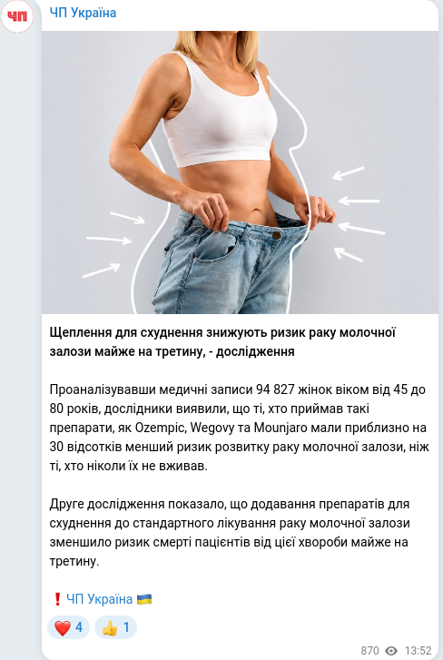 Telegram publication screenshot