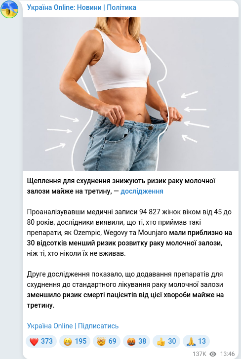 Telegram publication screenshot