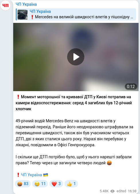 Telegram publication screenshot