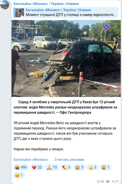 Telegram publication screenshot