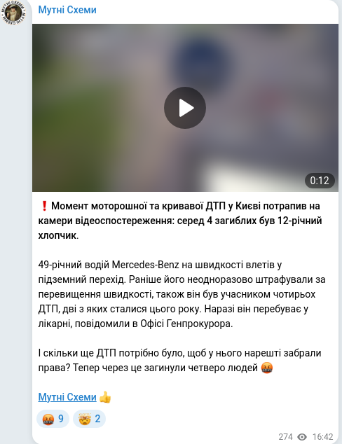 Telegram publication screenshot