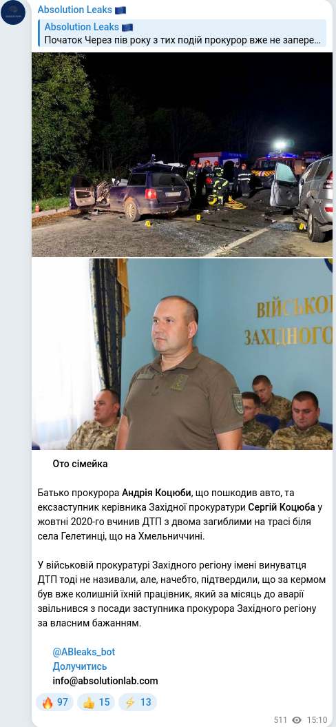 Telegram publication screenshot