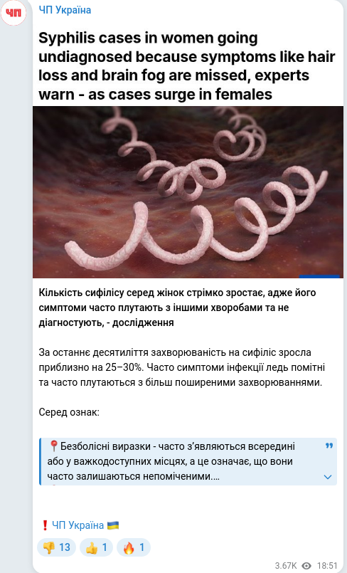 Telegram publication screenshot