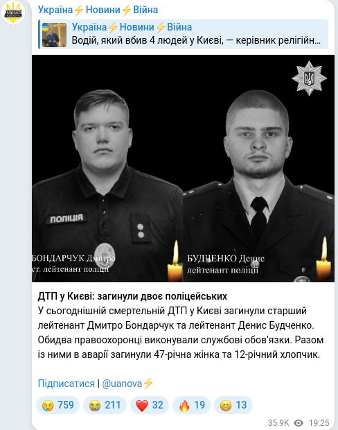 Telegram publication screenshot