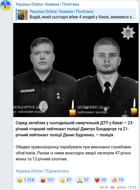 Telegram publication screenshot