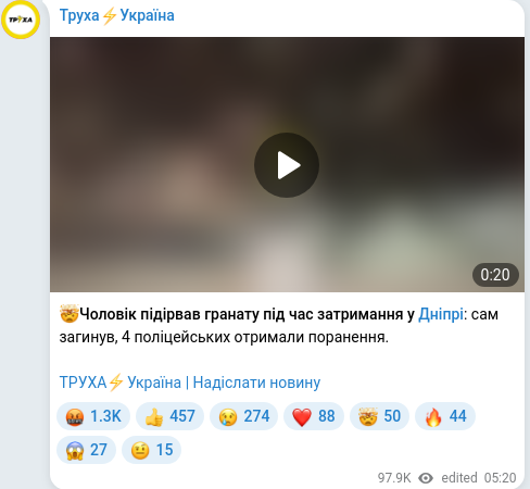 Telegram publication screenshot