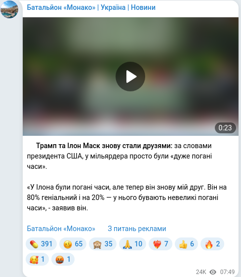 Telegram publication screenshot