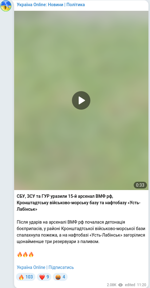 Telegram publication screenshot