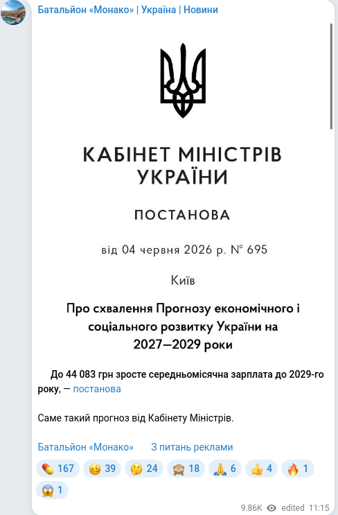 Telegram publication screenshot