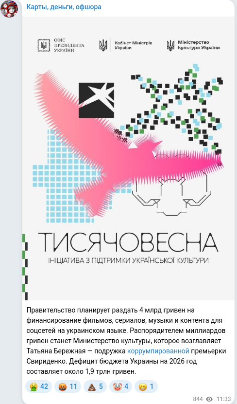 Telegram publication screenshot