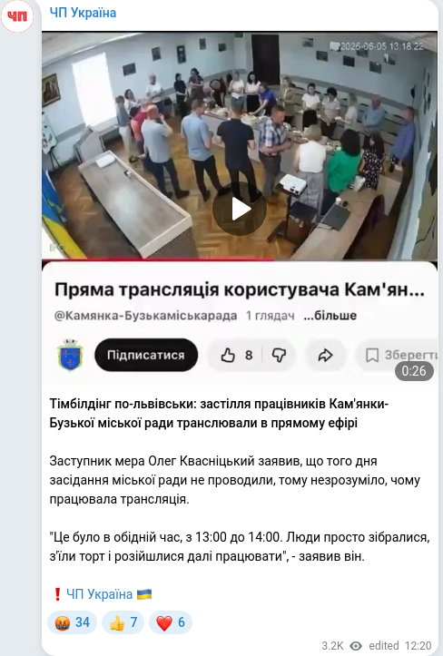 Telegram publication screenshot