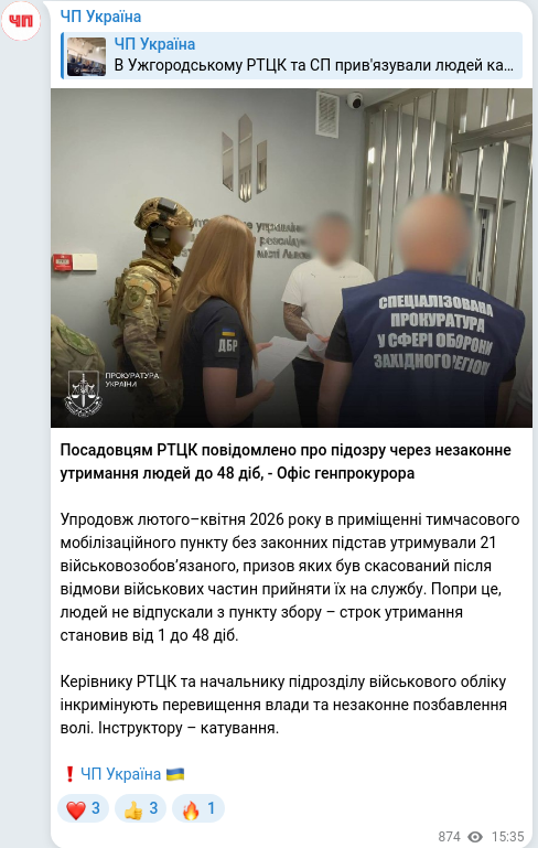 Telegram publication screenshot