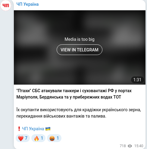 Telegram publication screenshot