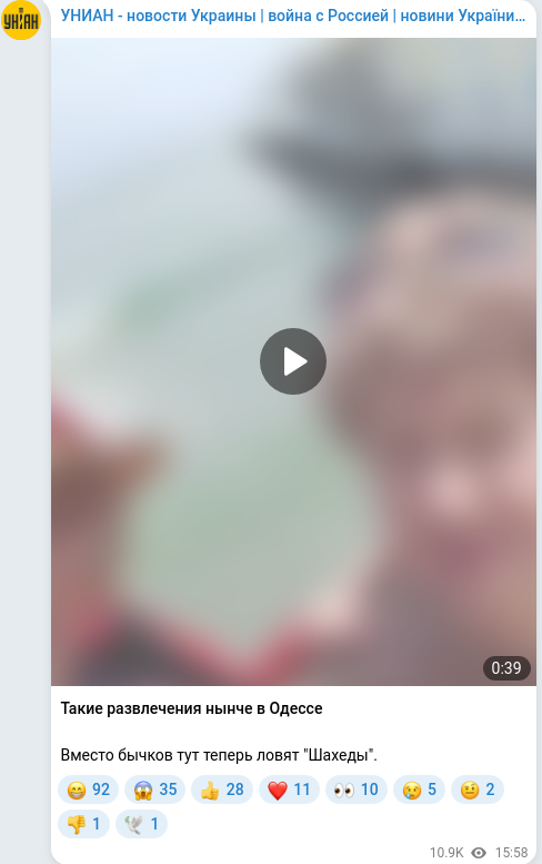 Telegram publication screenshot