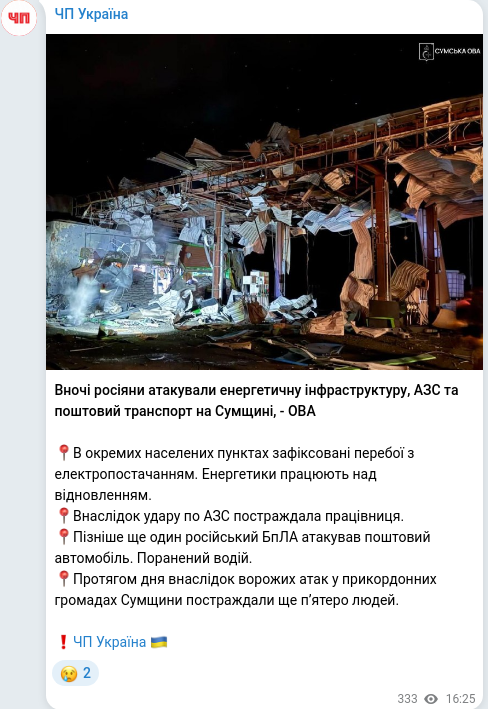 Telegram publication screenshot
