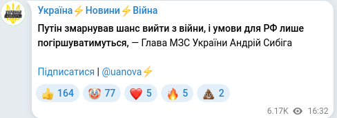 Telegram publication screenshot