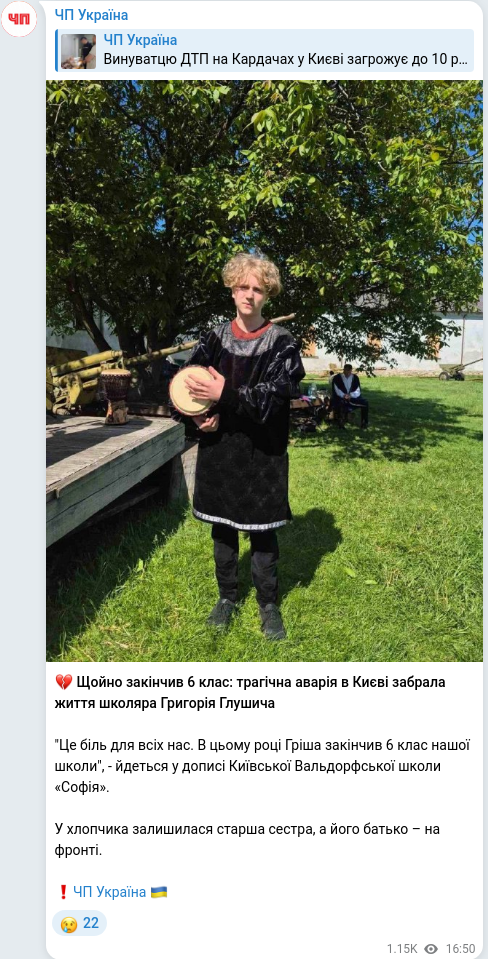 Telegram publication screenshot