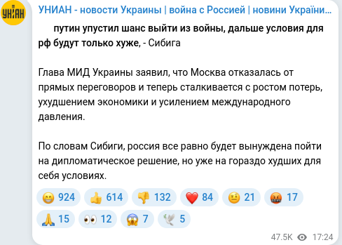 Telegram publication screenshot