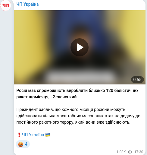 Telegram publication screenshot
