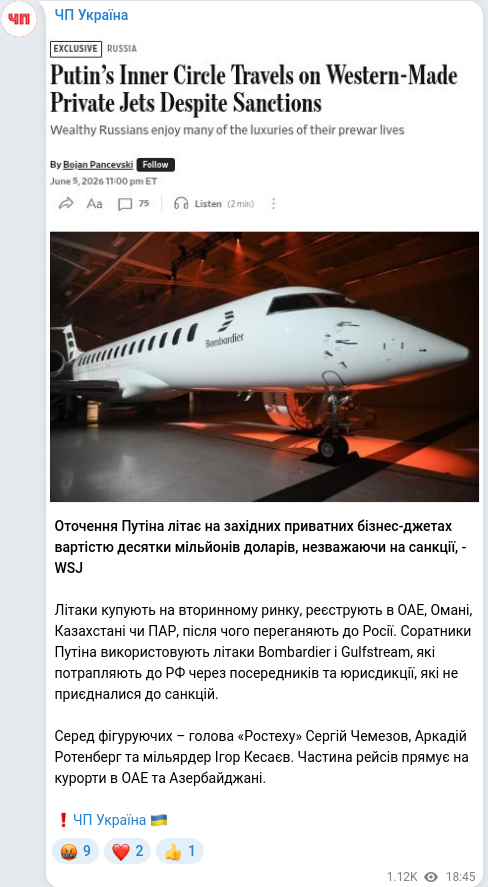 Telegram publication screenshot