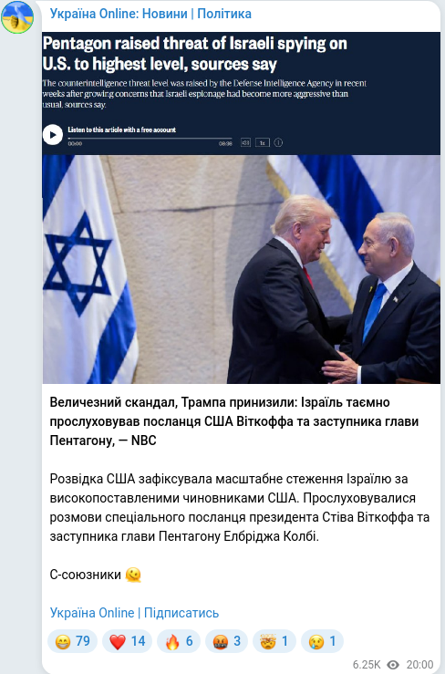 Telegram publication screenshot