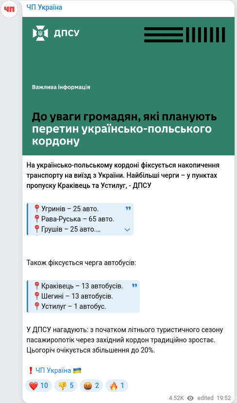 Telegram publication screenshot