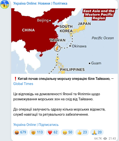 Telegram publication screenshot