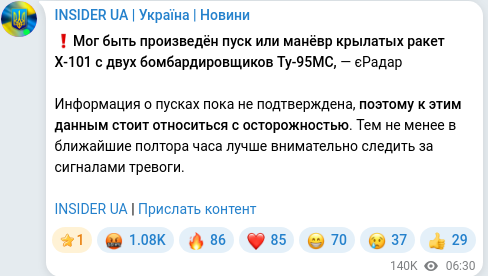 Telegram publication screenshot