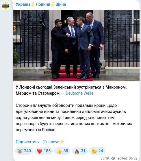 Telegram publication screenshot