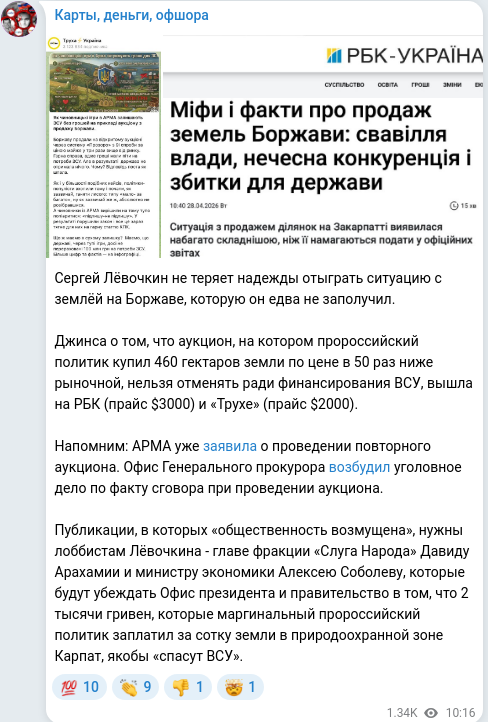 Telegram publication screenshot