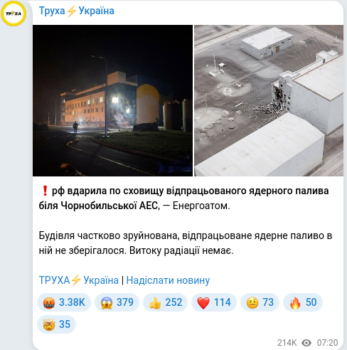 Telegram publication screenshot