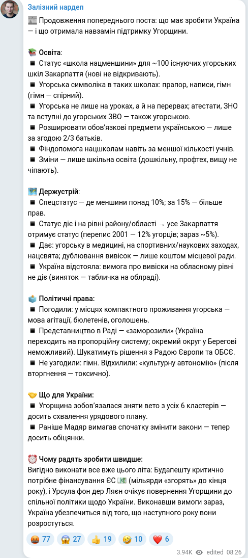 Telegram publication screenshot