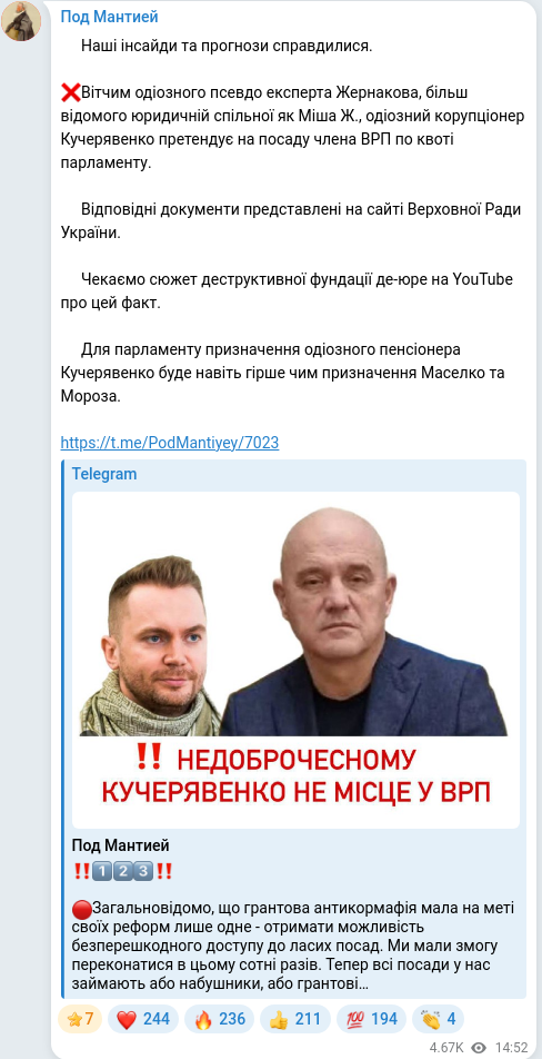Telegram publication screenshot