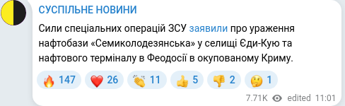 Скріншот Telegram-публікації