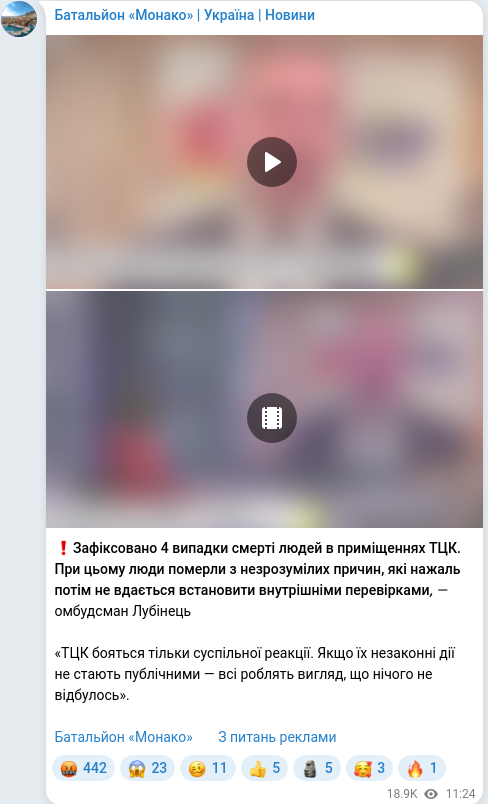 Telegram publication screenshot
