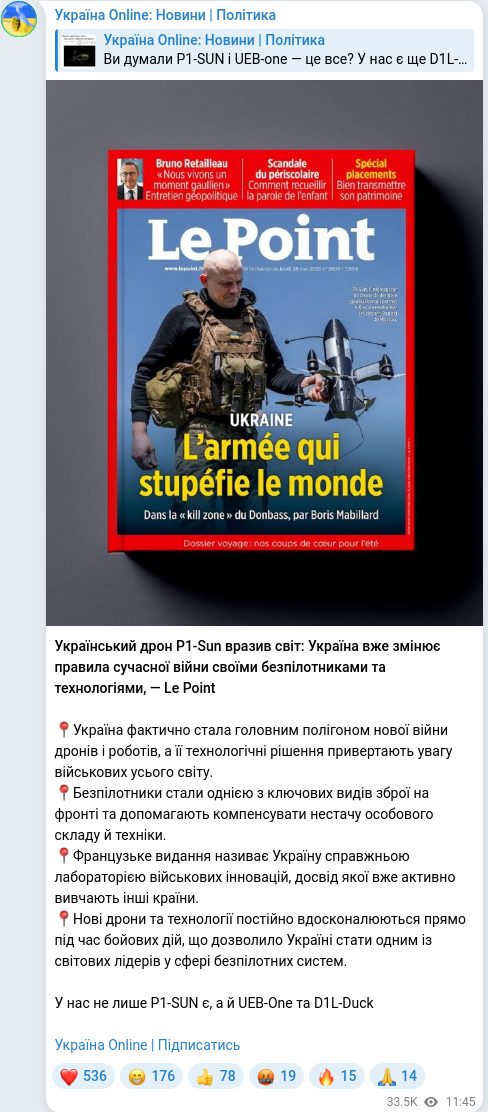 Telegram publication screenshot