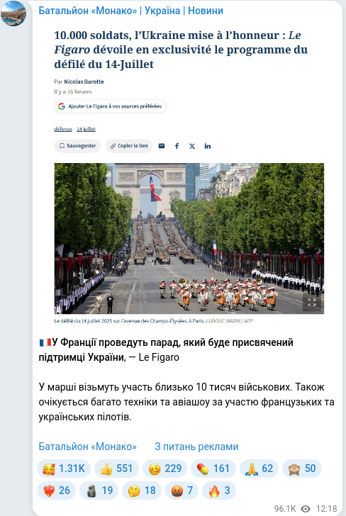 Telegram publication screenshot