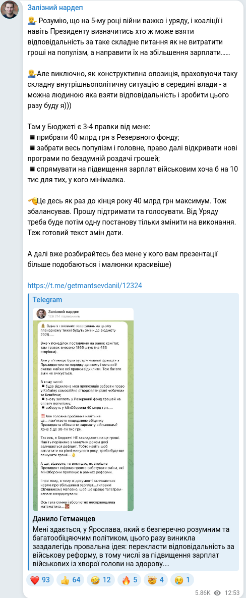 Telegram publication screenshot
